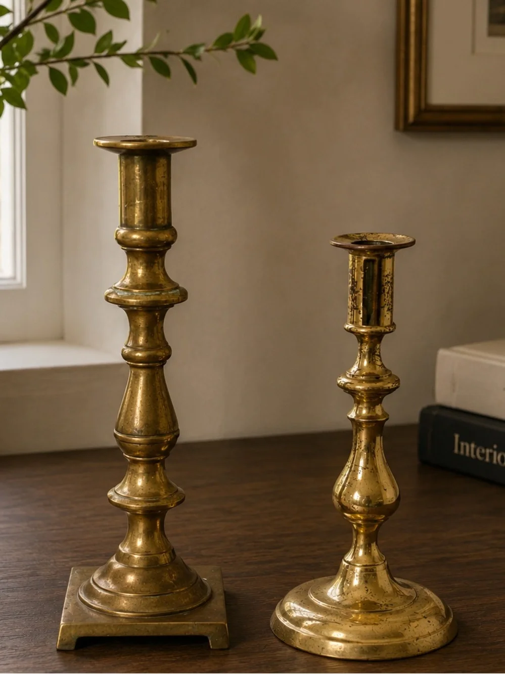 Vintage solid, brass Brass Candlestick Pair - Gold Decorative Candle Holders